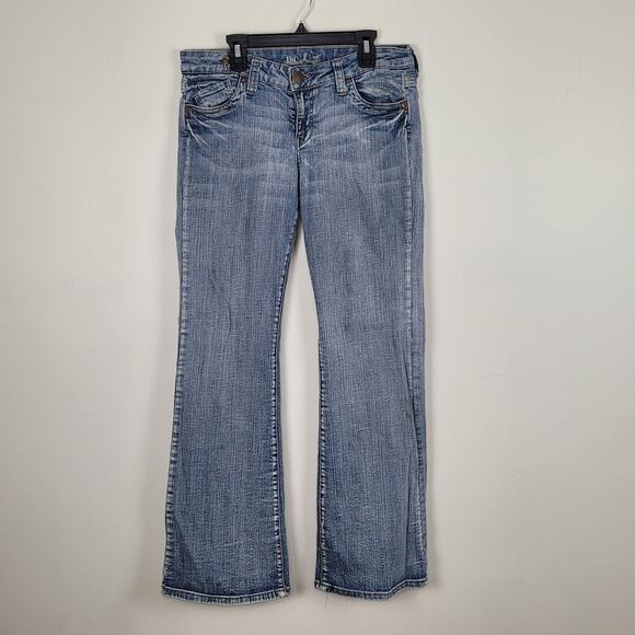 Bu From Malibu Womens Jeans Sz 11 Blue Low Rise Flare Bootcut Stretch Denim Y2K - Picture 1 of 9